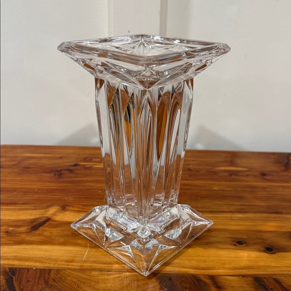 Partylite Quad Prism Pedestal Lead Crystal Pillar Candle Holder Vase - Picture 2 of 5